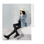 Bottes hautes pour femme - noir - talon plat - tige haute - synthétique - fermeture élastique Bottes hautes pour femme - noir - talon plat - tige haute - synthétique - fermeture élastique