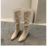 Bottes hautes femmes vitata - cuir véritable - tige élastique - semelle épaisse de 5 cm - blanc / beige ... Bottes hautes femmes vitata - cuir véritable - tige élastique - semelle épaisse de 5 cm - blanc / beige ...