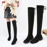 Bottes hautes femmes vitata - plateforme et bout rond - noir - zip - textile - aiguille