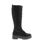 Bottes hautes  talon bloc tom tailor noires en textile pour femme