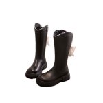 Bottes hautes - vitata - filles - simili cuir - noir - zip latral