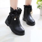 Bottes dhiver pour fille - fr16sze - noir - strass - peluche Bottes dhiver pour fille - fr16sze - noir - strass - peluche