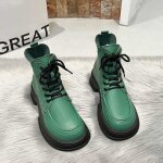 Bottes marten en cuir véritable pour femmes ecelen - vert - lacets - confortables et résistantes Bottes marten en cuir véritable pour femmes ecelen - vert - lacets - confortables et résistantes