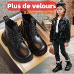 Bottes martin en cuir ecelen - noir - pour femmes et garons - style britannique - automne / hiver
