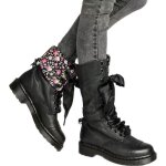 Bottes martin en cuir noir pour femmes - confor4635 - bout rond  lacets et antidrapantes