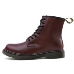 Bottes martin en cuir vritable pour hommes et femmes - rouge - talon bas - bout rond