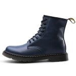 Bottes martin en cuir vritable pour hommes et femmes - vitata - bleu - talon bas - bout rond - tube ...