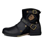 Bottes martin homme - noir - bout rond boucle en mtal - fermeture  glissire latrale - mode