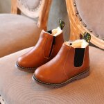 Bottes martin rtro pour bb - marron - chaussures en coton chaud pour fille et garon