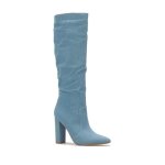 Bottes - la modeuse - denim - talon carr - femme - bleu