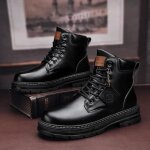 Bottes de moto à la mode pour hommes - remycoo - noir - lacets - synthétique - haute Bottes de moto à la mode pour hommes - remycoo - noir - lacets - synthétique - haute