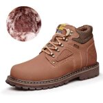 Bottes de neige en caoutchouc imperm�ables pour hommes - funmoon - marron - cuir - lacets - peluche