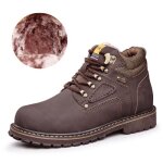 Bottes de neige en caoutchouc imperm�ables pour hommes - funmoon - rouge - cuir - lacets