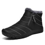 Bottes de neige chaudes en coton pour homme et femme - funmoon - dessus en textile - noir