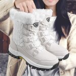 Bottes de neige chaudes pour dames chaussures dhiver en coton rembourres impermables plus velours pais ...