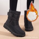 Bottes de neige chaussures de coton chauffes en velours dhiver bottes pour femmes - noir