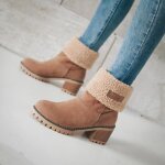 Bottes de neige - femme - grande taille - talon épais - velours - mi - mollet Bottes de neige - femme - grande taille - talon épais - velours - mi - mollet