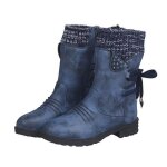 Bottes de neige mi - mollet pour femmes funmoon - bleu - zip - talon carr�