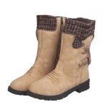 Bottes de neige mi - mollet pour femmes funmoon - marron - talon carr� - fermeture � zip