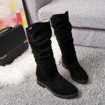 Bottes de neige noires pour femmes en cuir doux et sude - automne hiver - flat flock - taille 35 - 40 ...