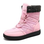 Bottes de neige plates funmoon pour hommes et femmes - rose - lacets - hiver