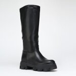Bottes en simili � bout rond et talon carr� crant�. dot�es dune languette � larri�re et dune fermeture ...
