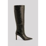 Bottes - na - kd - tiges amples - talon large 85 cm - ouvert aux orteils - synthétique noir Bottes - na - kd - tiges amples - talon large 85 cm - ouvert aux orteils - synthétique noir