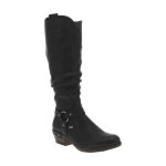 Bottes noires  talon dcroch bas et  zip avec bride  la cheville