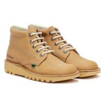 Bottes - kickers - homme - jaune - cuir - talon plat - lacets