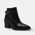 Bottes plates vintage pour femmes - funmoon - noir - cuir synthtique - talon plat - fermeture  glissire ...