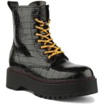 Bottes  plateforme  lacets en cuir imprim croco pour femmes - replay - amity - noir - haute - lacets ...
