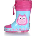 Bottes de pluie bb fille - playshoes owls - caoutchouc naturel - turquoise / bleu
