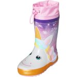 Bottes de pluie bb fille - playshoes - unicorn - caoutchouc naturel - rflecteurs - rose clair
