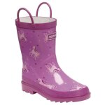 Bottes de pluie enfant - regatta - minnow - caoutchouc naturel - rose - a lastique - plat