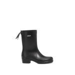 Bottes de pluie femme aigle myrica mid - noir - talon fin - tige en caoutchouc - lacets