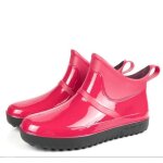 Bottes de pluie femme rouge - ecelen - cheville boost - caoutchouc - plat
