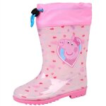 Bottes de pluie peppa pig - fille - roses avec côtes coeurs Bottes de pluie peppa pig - fille - roses avec côtes coeurs