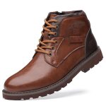 Bottes de rinage en cuir pour hommes - funmoon - grande taille - marron