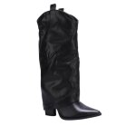 Bottes santiags - la modeuse - modle fourr - simili cuir - talon carr - noir