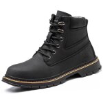 Bottes de scurit en cuir  bout en acier kjehome - noir - antidrapantes et impermables