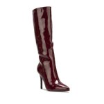 Bottes en simili cuir verni � talon aiguille. mod�le avec fermeture � glissi�re. int�rieur en tissu. ...