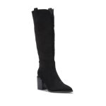 Bottes en su�dine dot�es dun talon orn� dune pi�ce m�tallique. mod�le avec languettes sur la tige. fermeture ...