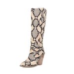 Bottes à talons hauts pour femmes funmoon - beige - talon carré - hauteur 8cm - style de rue Bottes à talons hauts pour femmes funmoon - beige - talon carré - hauteur 8cm - style de rue