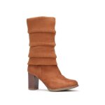 Bottes bi - matires en sudine et maille plisse. dotes dune fermeture zipp ct intrieur. tige semelle ...