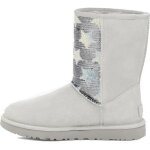 Bottes ugg pour femme - classic short sequin stars - gris en cuir sude avec toiles en denim vieilli ...