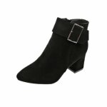 Bottes vintage noires en cuir synthtique pour femmes - talon plat - fermeture  zip