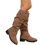 Bottes - vitata - marron - talon mi - haut 3 - 5 cm - simili cuir - femme