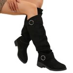 Bottes - vitata - modle  talons mi - hauts - simili cuir - noir - fermeture  glisser
