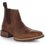 Bottes western ariat hybrid low boy en cuir pleine fleur pour hommes - marron / brun - taille 47