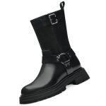 Bottines biker tamaris femme noir - lani�re et boucle - fermeture zip - hauteur de tige 23 cm